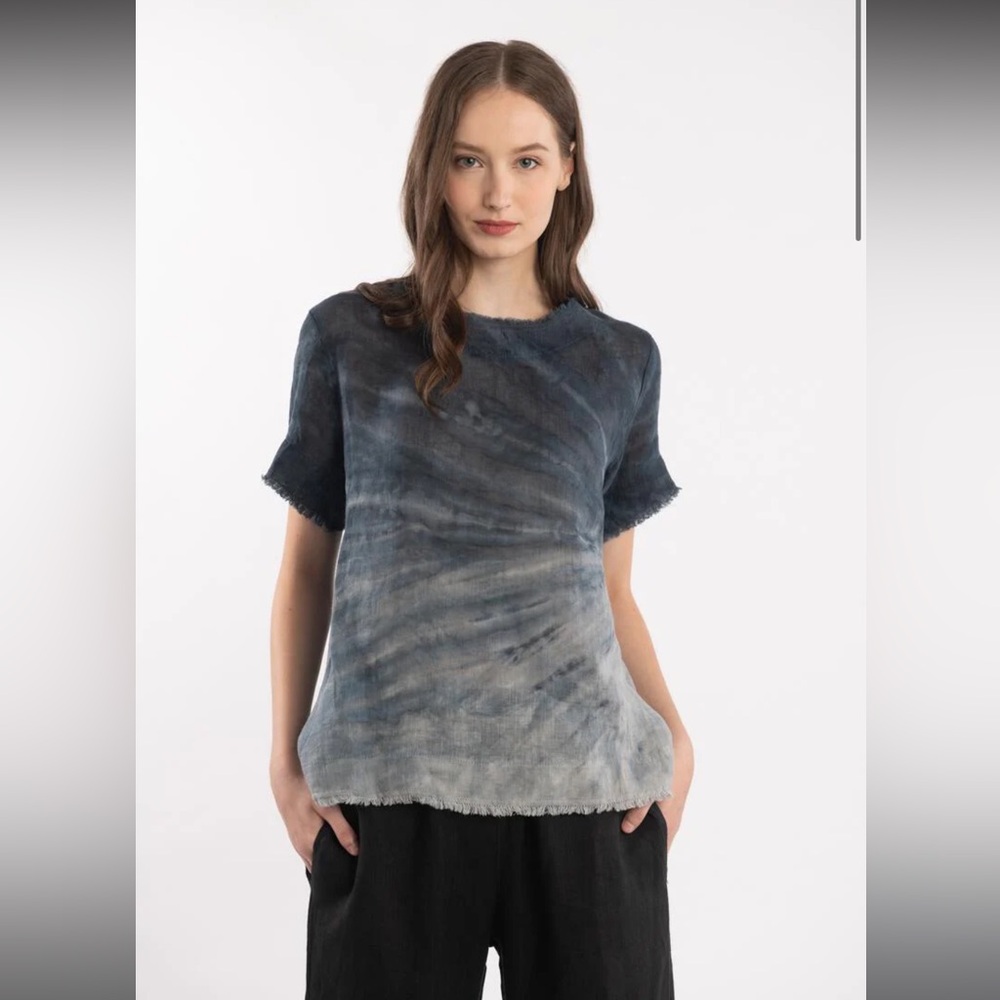 Luna Luz Edgy Linen Tee - Stormy Weather color. Size XS
